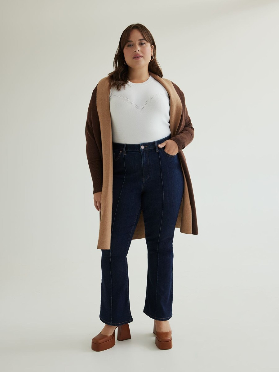 Clothing Penningtons | Responsible, Petite, Curvy-Fit Flare-Leg Jeans, Dark Wash - D/C Jeans