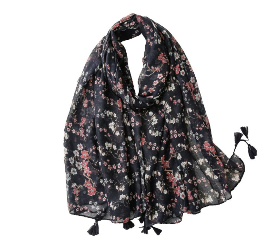 Accessories Penningtons | Black Cherry Flower Scarf - Don'T Ask - Penningtons