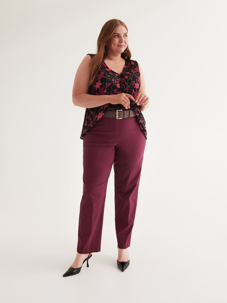 Clothing Penningtons | Responsible, Petite, Maroon Straight-Leg Savvy Pant - Penn. Essentials