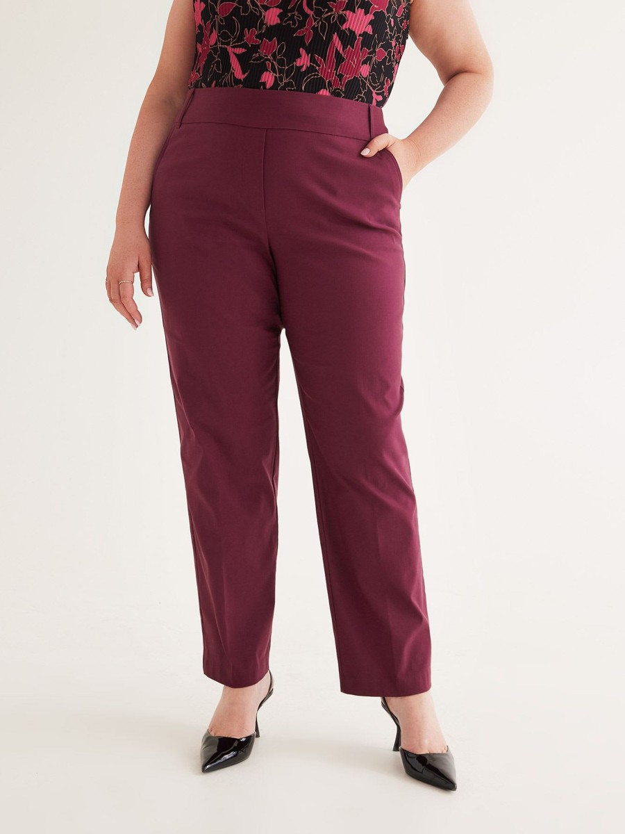 Clothing Penningtons | Responsible, Petite, Maroon Straight-Leg Savvy Pant - Penn. Essentials