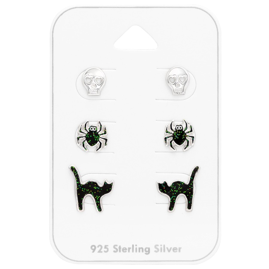 Accessories Penningtons | Sterling Silver Halloween Set Of 3 Stud Earrings - Ag Sterling - Penningtons