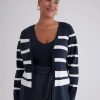 Clothing Penningtons | Buttoned Down Striped Ribbed Cardigan