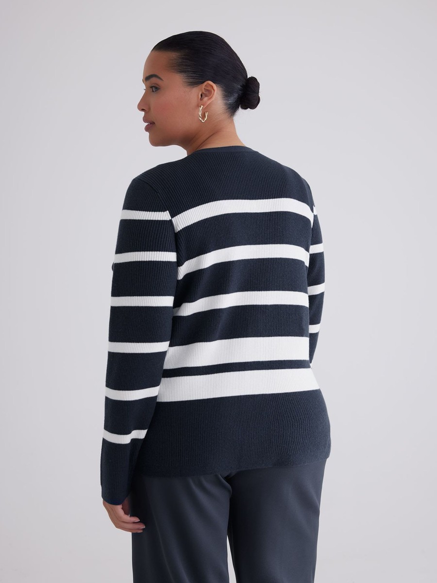 Clothing Penningtons | Buttoned Down Striped Ribbed Cardigan