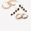 Accessories Penningtons | Gold And Black Assorted Earrings, Set Of 3