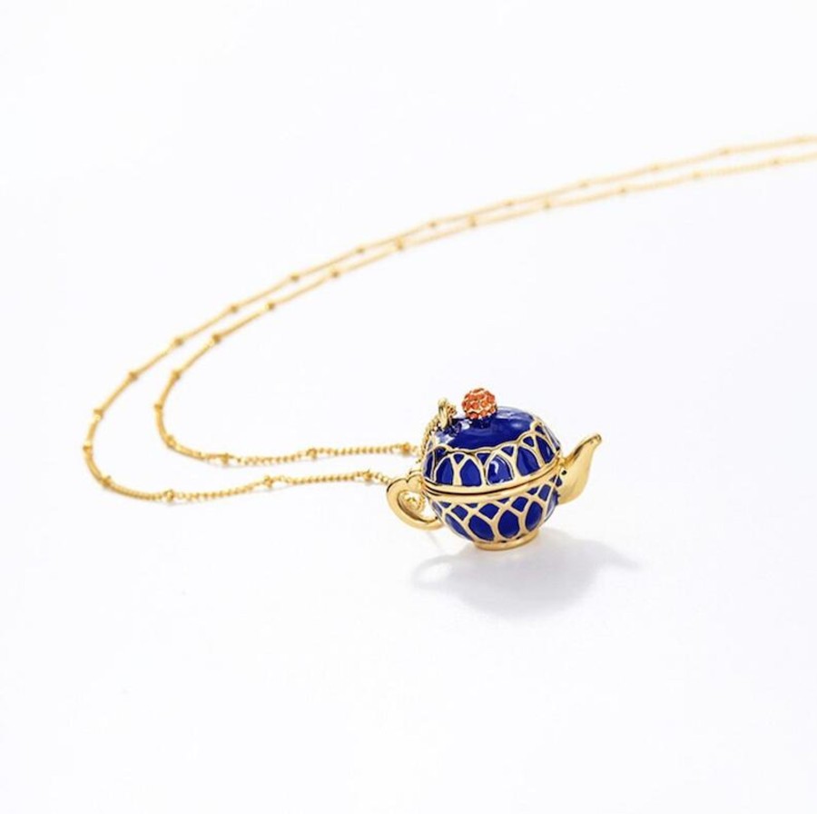 Accessories Penningtons | Goldtone Vintage Blue Teapot Pendant Necklace - Don'T Ask - Penningtons