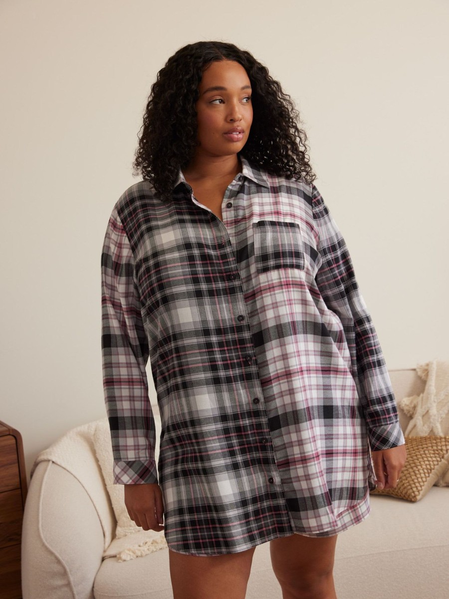 Lingerie Penningtons | Long Plaid Pyjama Shirt - Ti Voglio