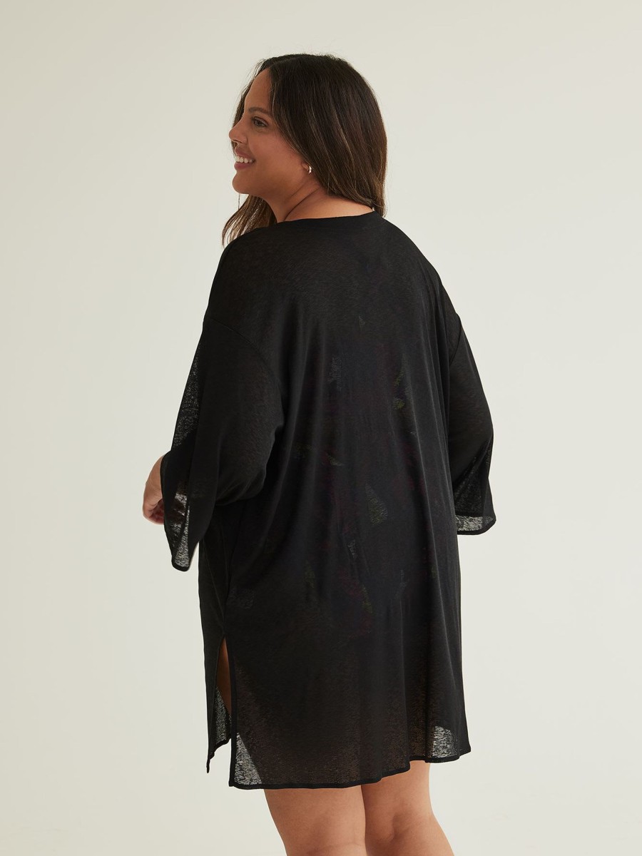 Clothing Penningtons | Black Knit Swim Cover-Up Dress