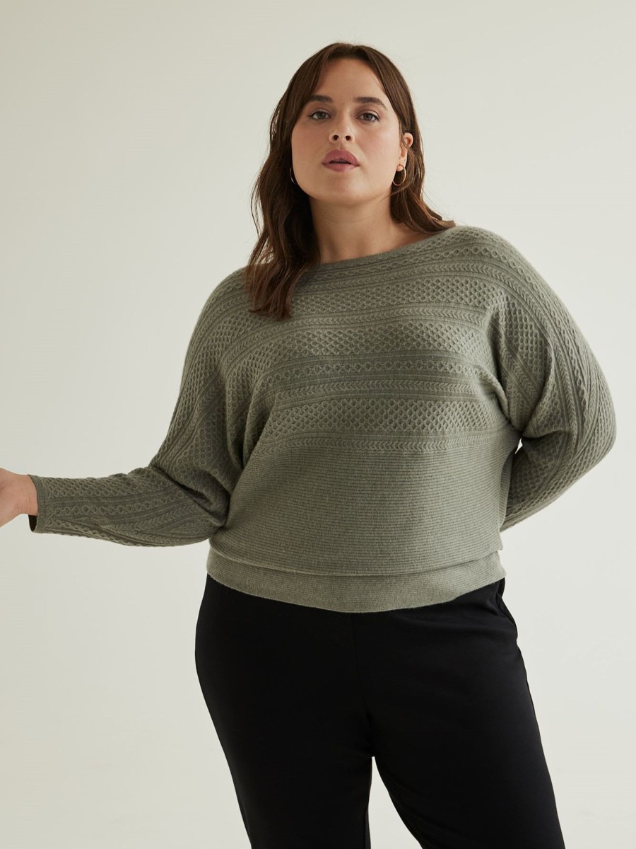 Clothing Penningtons | Cable Knit Sweater With Dolman Sleeves