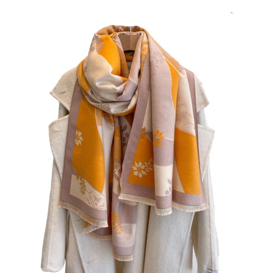 Accessories Penningtons | Brown & Orange Floral Fringe-Trimmed Scarf- Don'T Ask - Penningtons