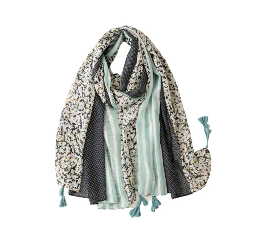 Accessories Penningtons | Turquoise Multi Striped Scarf With Tassels - Don'T Ask - Penningtons