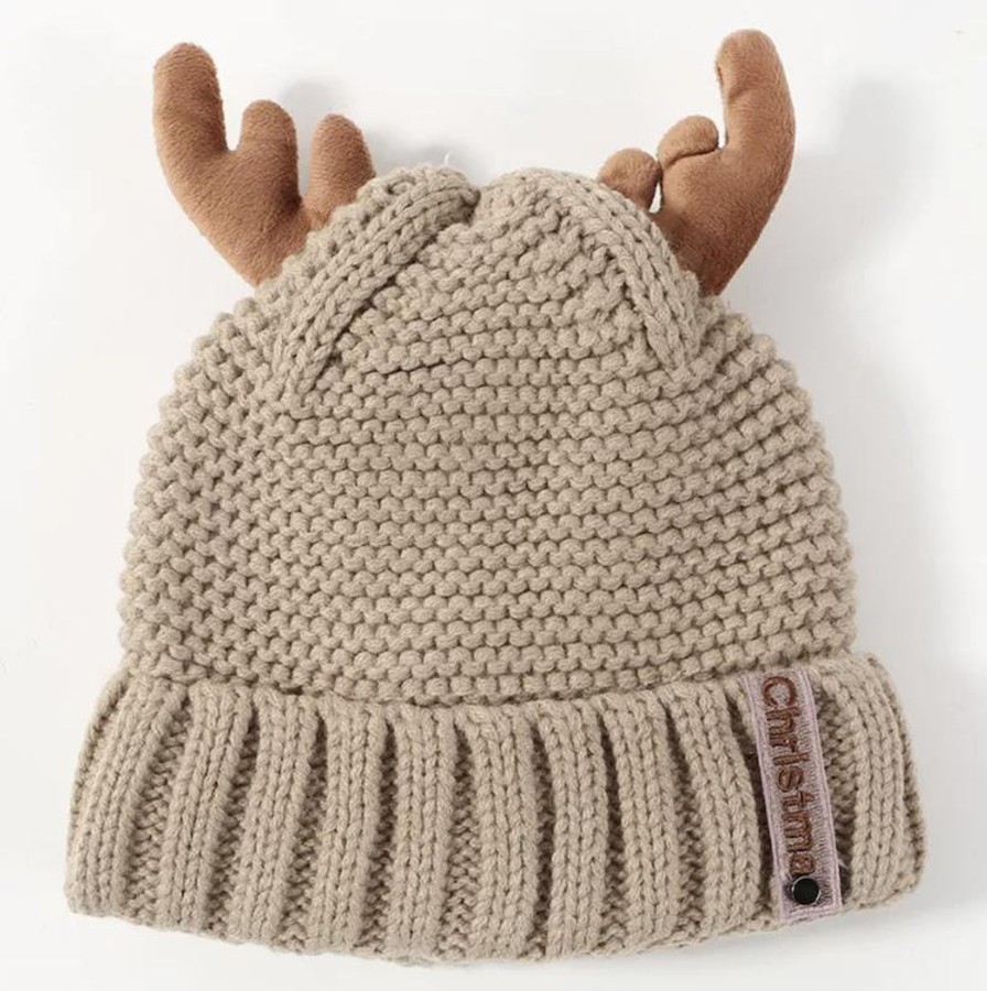 Accessories Penningtons | Cute Beige Beanie Hat With Antlers- Don'T Ask - Penningtons