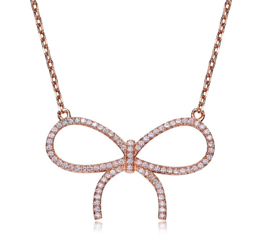 Accessories Penningtons | Sterling Silver With Colored Cubic Zirconia Ribbon Necklace - Penningtons