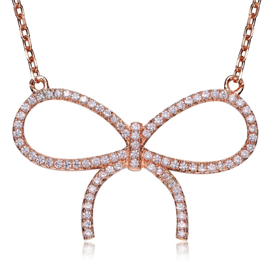 Accessories Penningtons | Sterling Silver With Colored Cubic Zirconia Ribbon Necklace - Penningtons