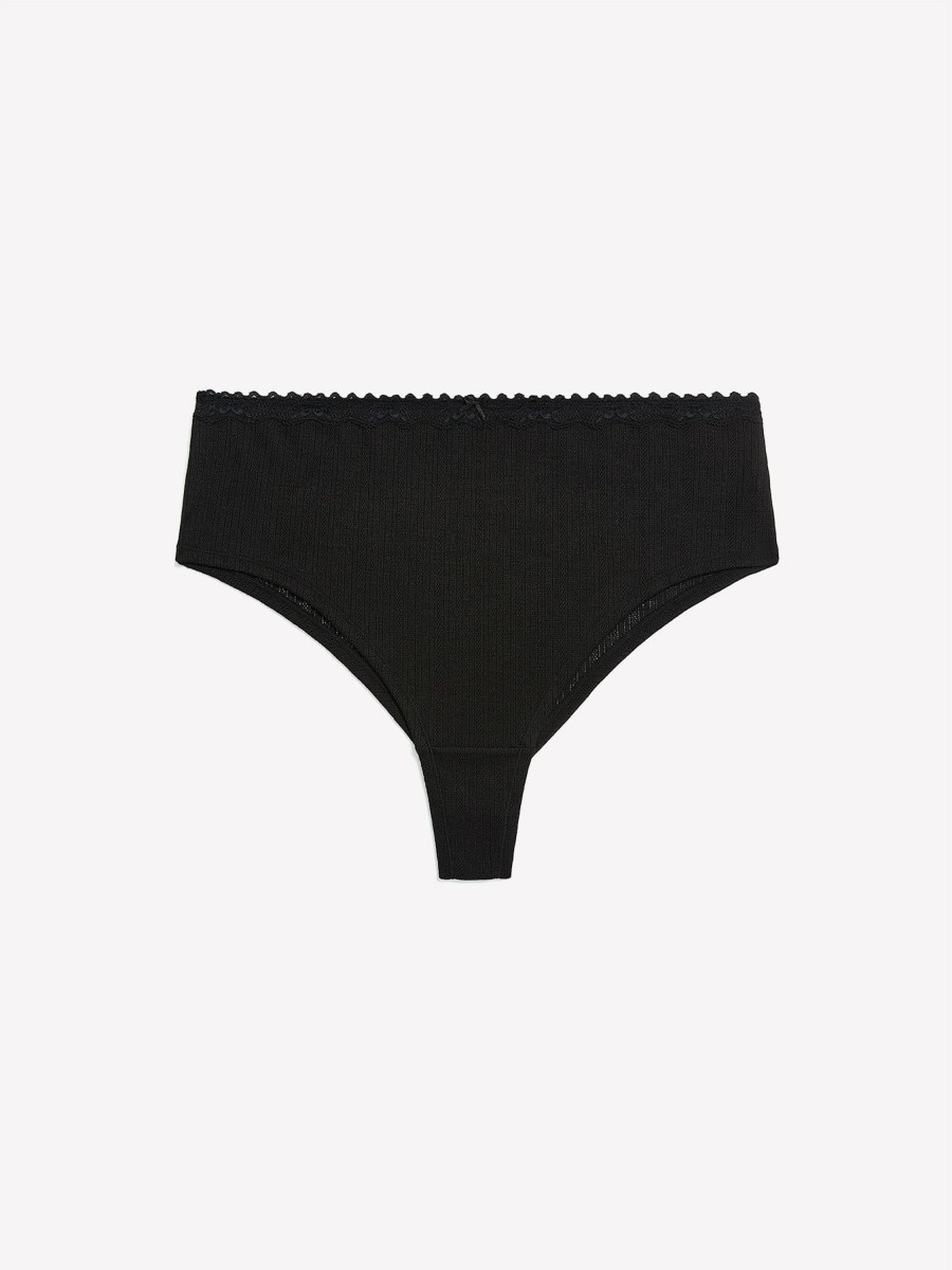 Lingerie Penningtons | Pointelle Cheeky Brief, Lace Waistband And Bow - Ti Voglio