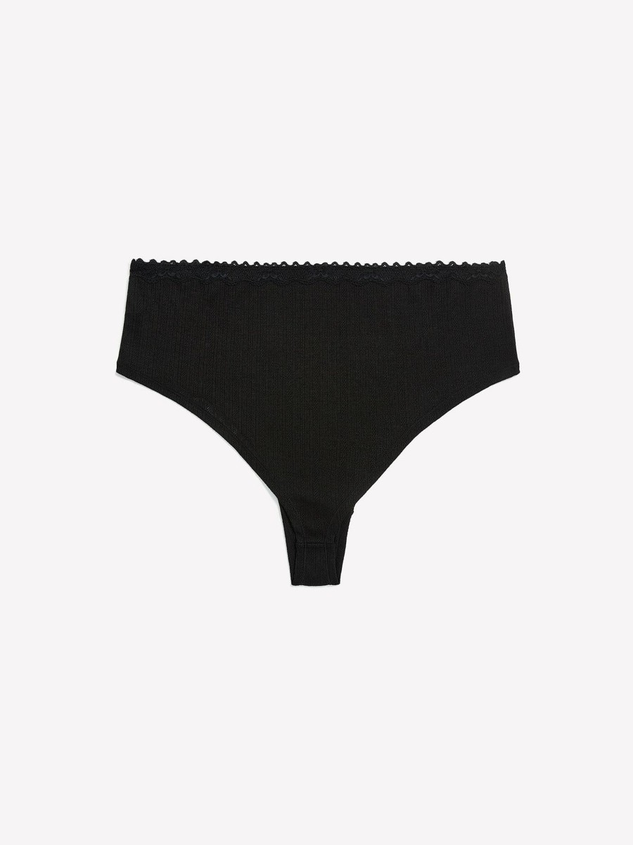 Lingerie Penningtons | Pointelle Cheeky Brief, Lace Waistband And Bow - Ti Voglio