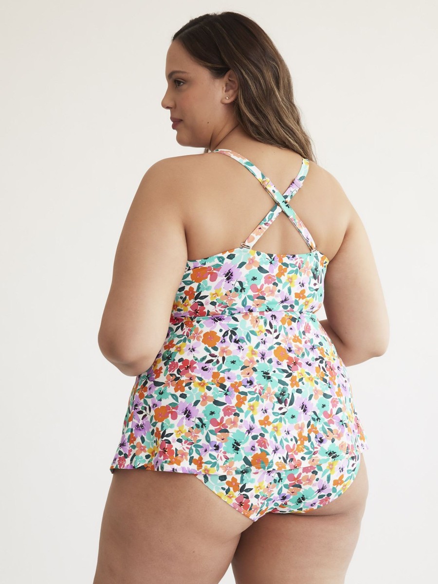 Clothing Penningtons | Floral Knotted V-Neck Swimdress With Peekaboo