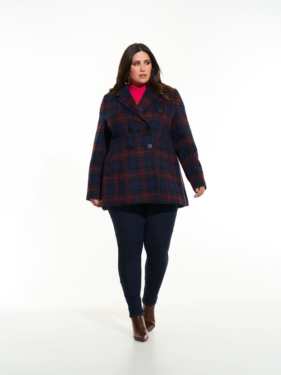 Clothing Penningtons | Responsible, Plaid Military Wool Coat - Addition Elle