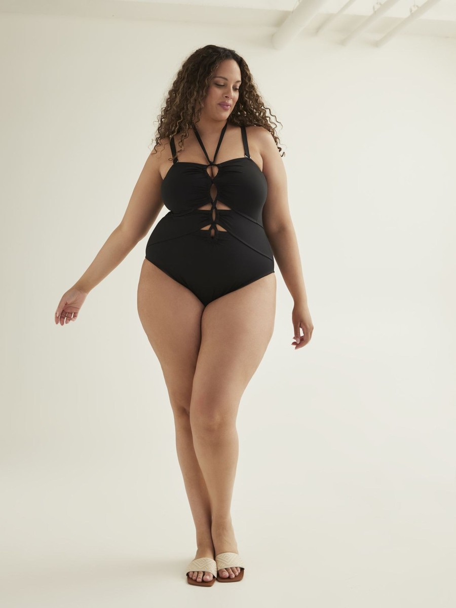 Clothing Penningtons | Black Lace-Up One-Piece Swimsuit