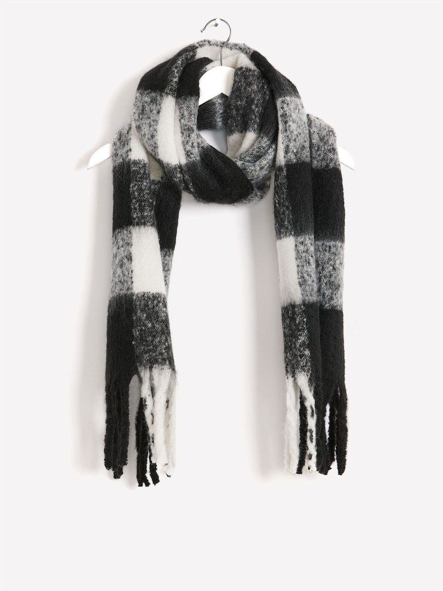 Accessories Penningtons | Cozy Black & White Plaid Scarf