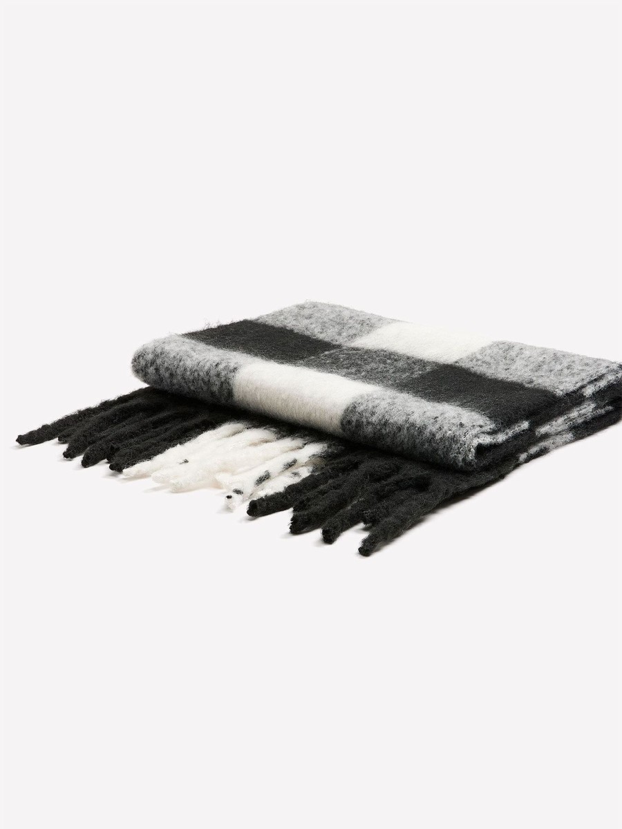 Accessories Penningtons | Cozy Black & White Plaid Scarf