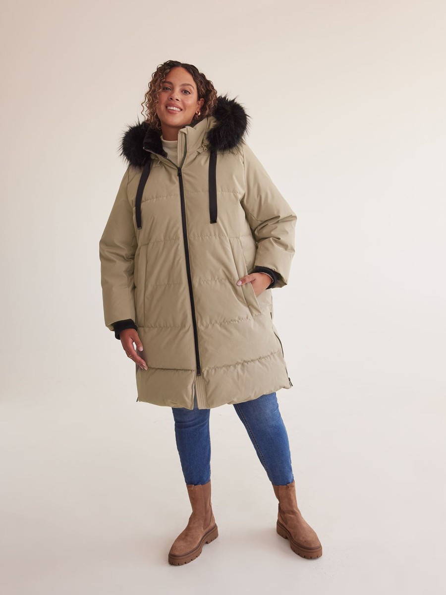 Clothing Penningtons | Responsible, Knee-Length Parka With Removable Faux-Fur Hood