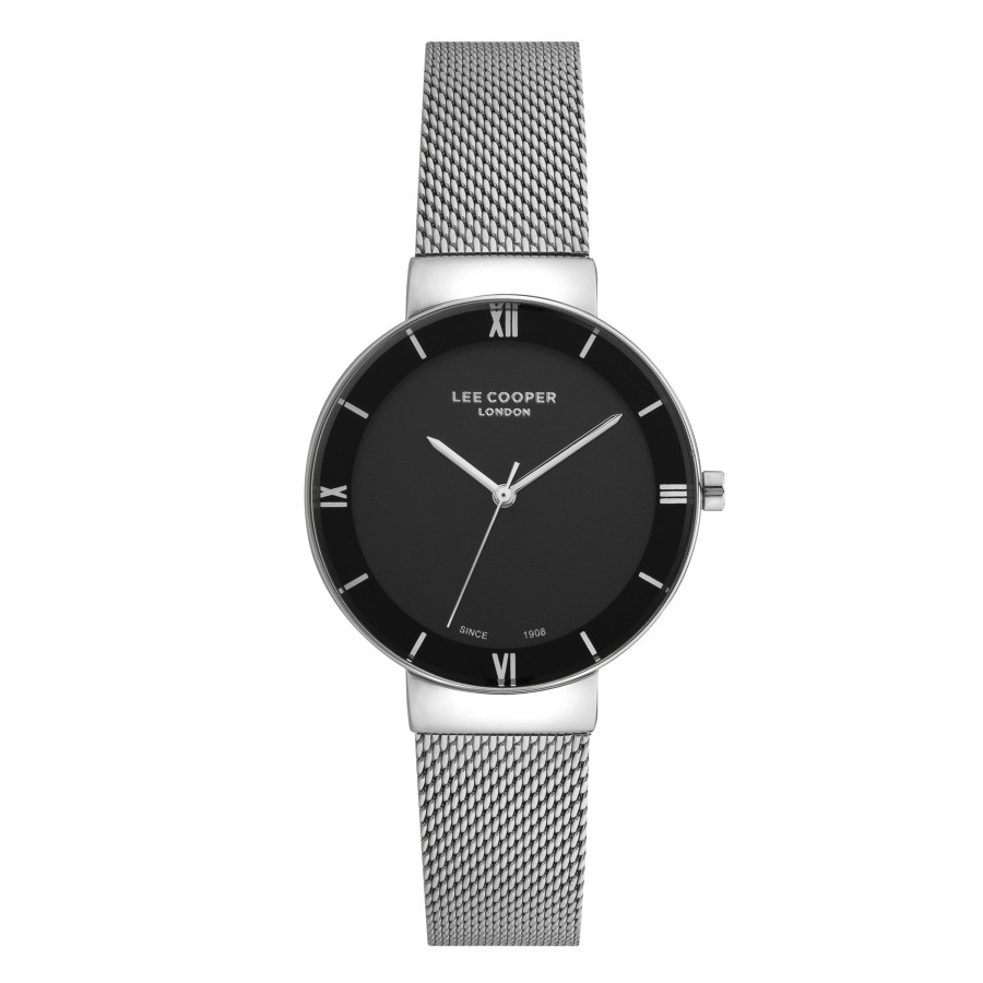 Accessories Penningtons | Lee Cooper-Women'S Silver 34.5Mm Watch W/Black Dial - Penningtons