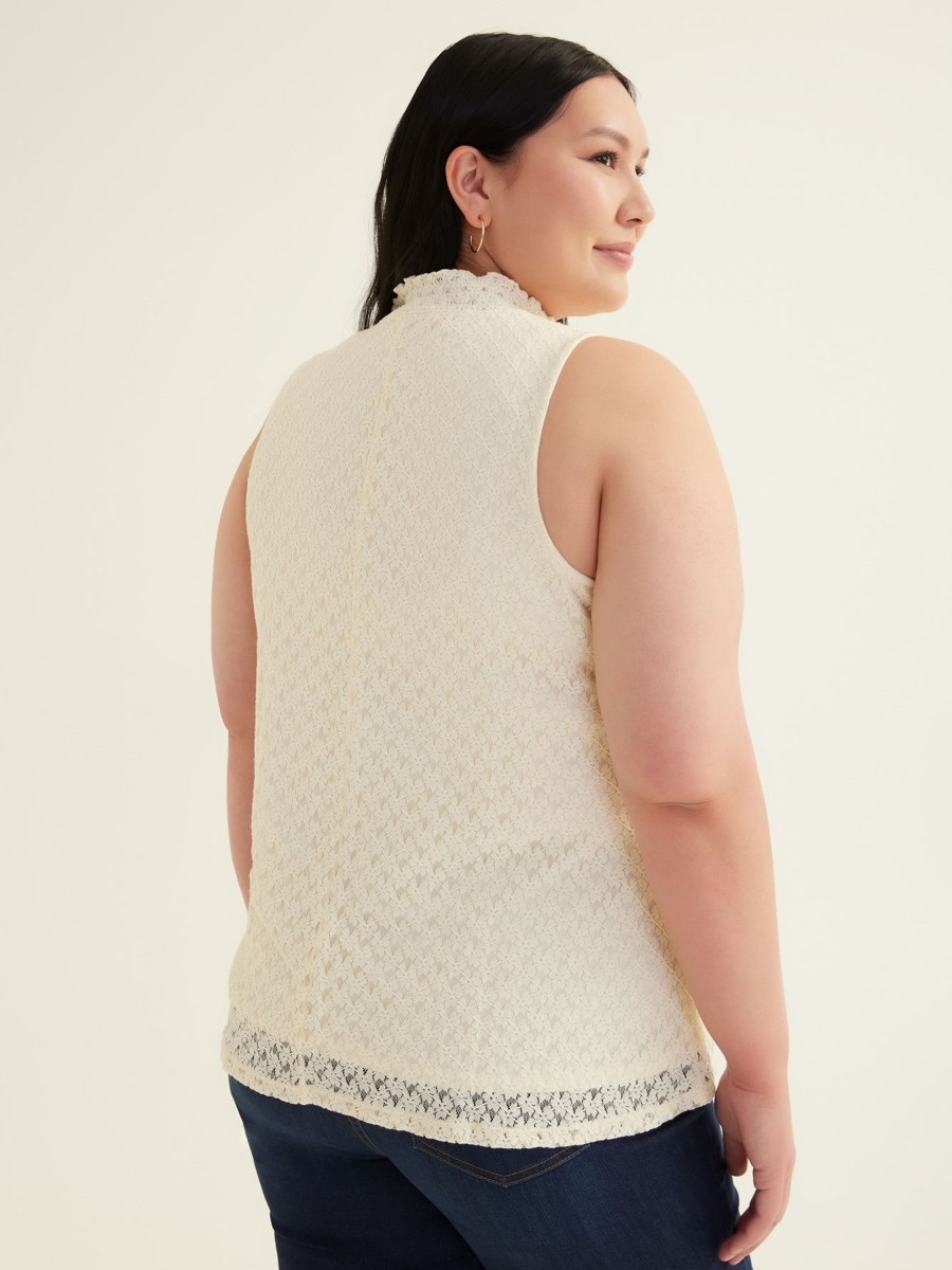 Clothing Penningtons | Sleeveless Mock-Neck Lace Knit Top