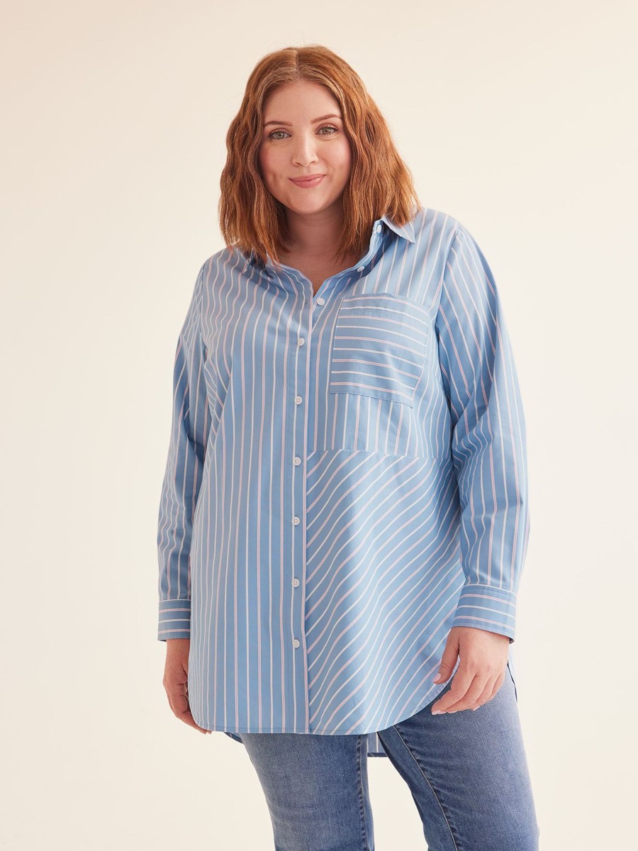 Clothing Penningtons | Pinstripe Buttoned Down Tunic Shirt