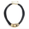 Accessories Penningtons | Black Multi-Strand Faux Leather & Goldtone Necklace - Don'T Ask - Penningtons