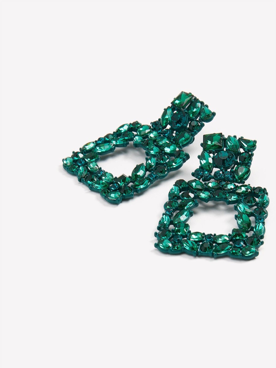 Accessories Penningtons | Blue Rhinestones Square Shape Earrings