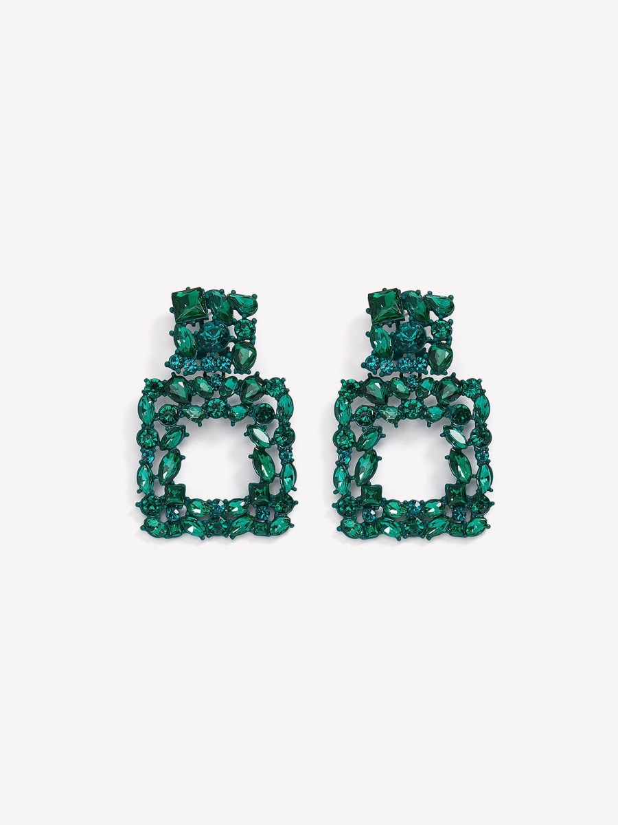 Accessories Penningtons | Blue Rhinestones Square Shape Earrings