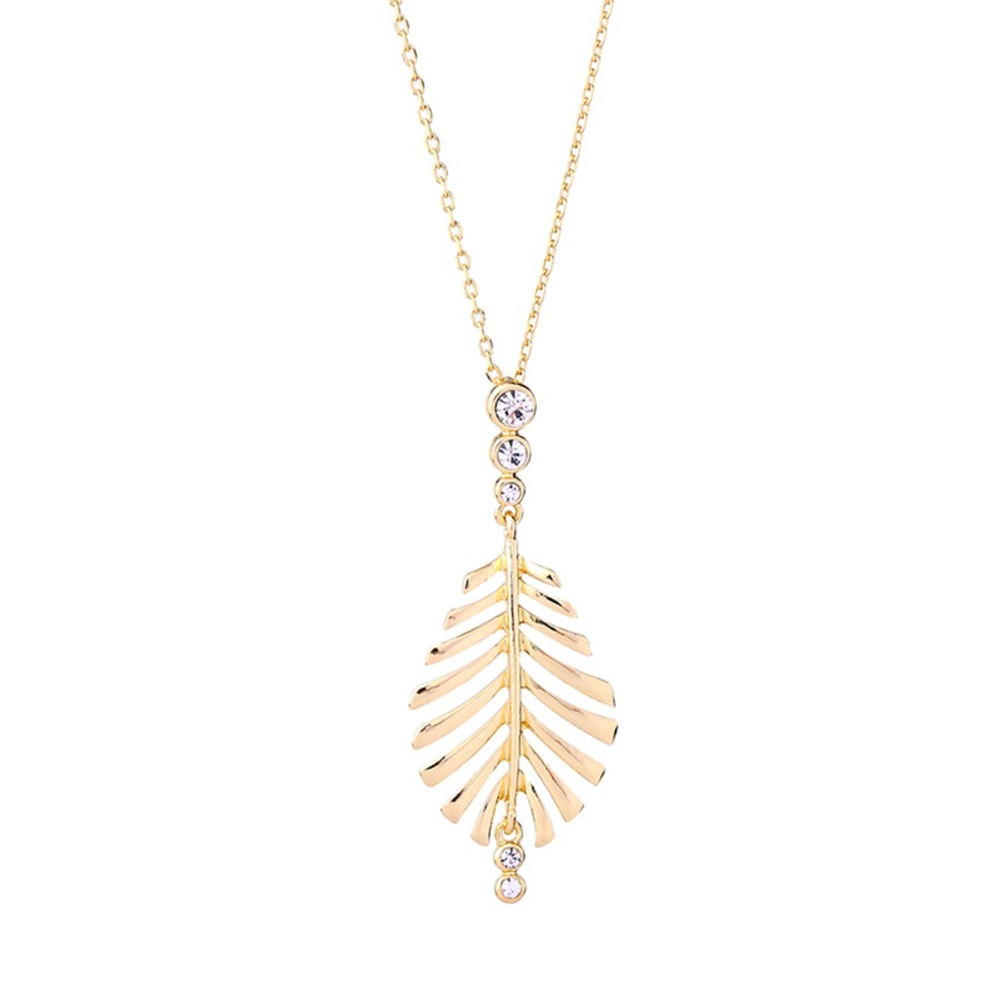 Accessories Penningtons | Classic Goldtone Crystal Leaf Necklace - Don'T Ask - Penningtons