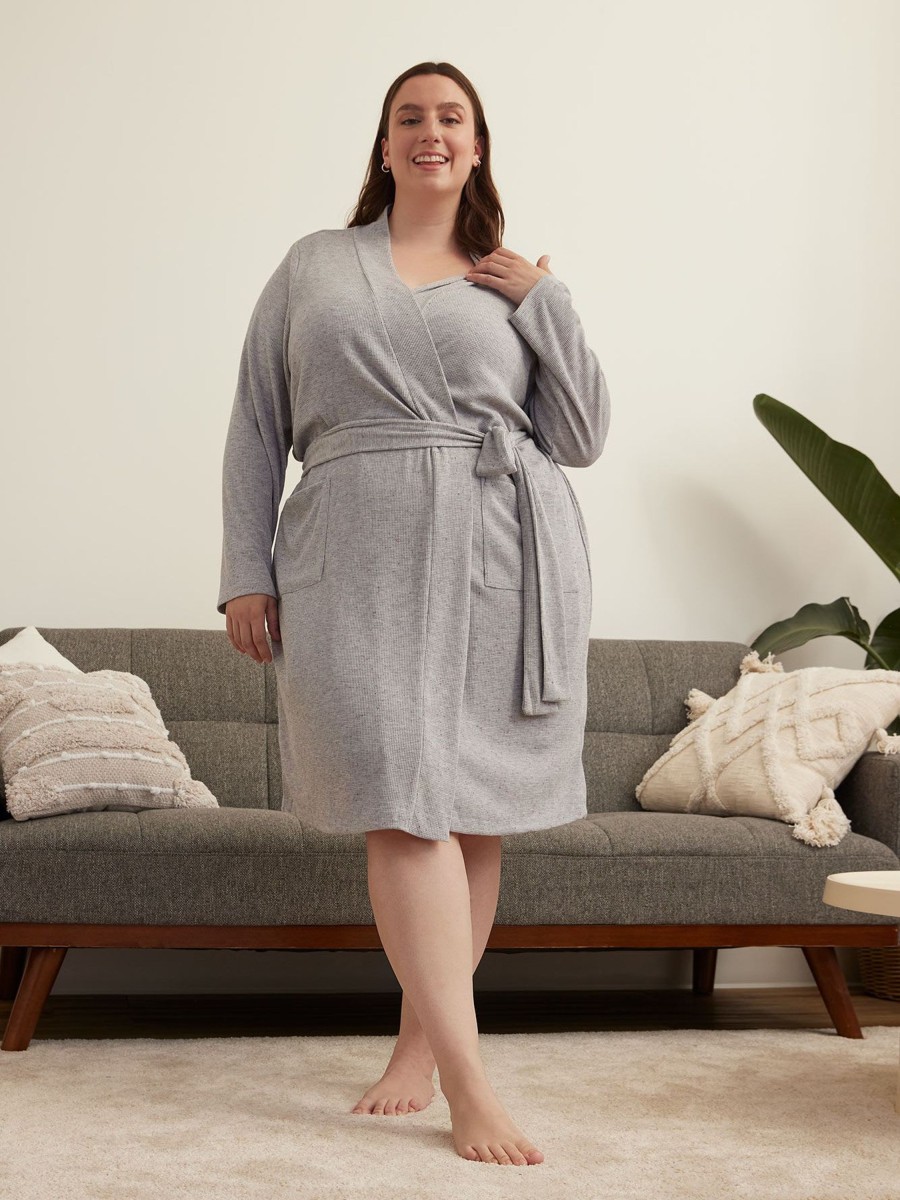 Lingerie Penningtons | Grey Waffle Knit Robe - Ti Voglio