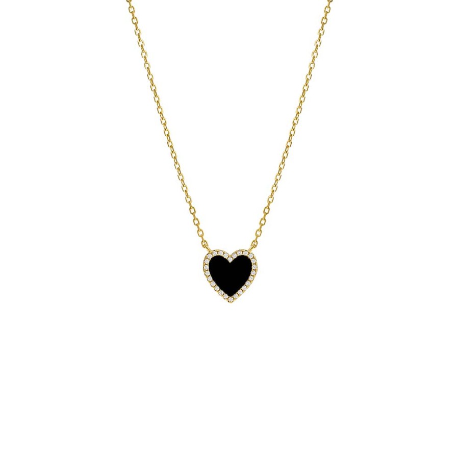 Accessories Penningtons | By Adina Eden -Colored Stone Pave Heart Necklace - Mother Of Pearl - Penningtons