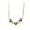 Accessories Penningtons | Goldtone Dainty Triple Heart Necklace With Cz In Black - Eva Sky2 - Penningtons