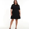 Clothing Penningtons | Black Dress With Sequin Mesh Sleeves - Addition Elle