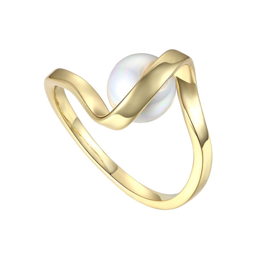 Accessories Penningtons | Sterling Silver 14K Yellow Gold Plated With Freshwater Pearl Double Weave Band Ring - Penningtons