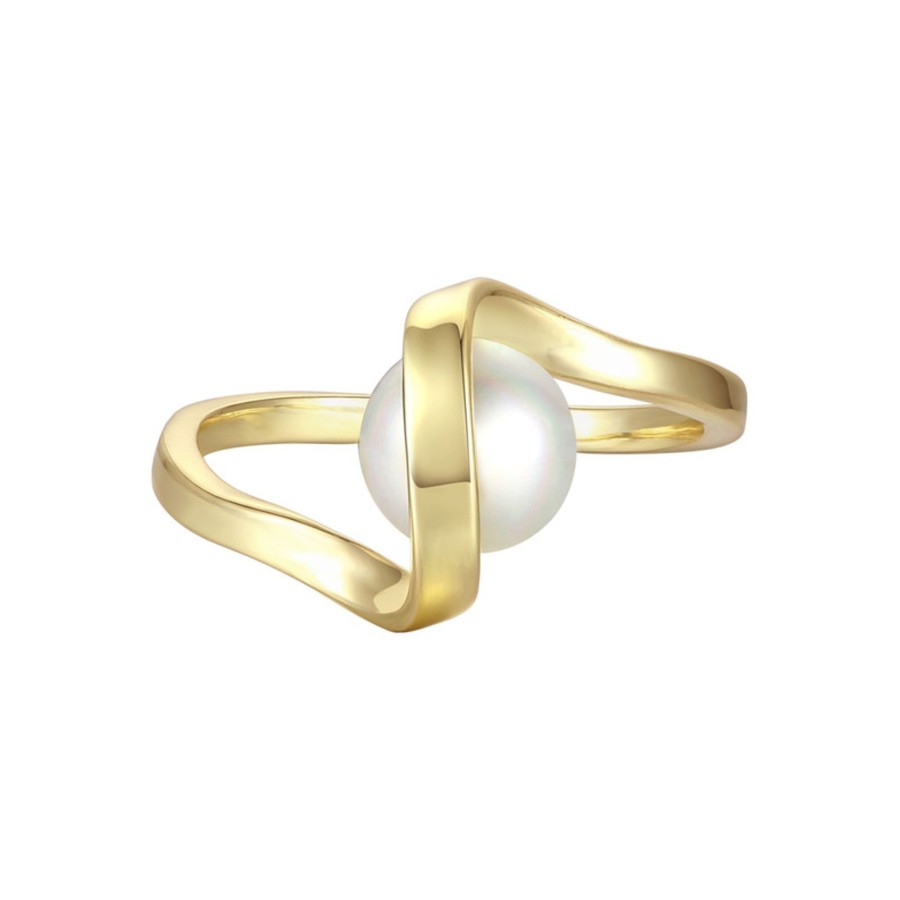 Accessories Penningtons | Sterling Silver 14K Yellow Gold Plated With Freshwater Pearl Double Weave Band Ring - Penningtons