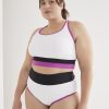 Clothing Penningtons | Ribbed Longline Colourblock Bikini Top, White - Active Zone