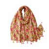 Accessories Penningtons | Yellow And Pink Spray Flower Scarf With Tassels - Don'T Ask - Penningtons