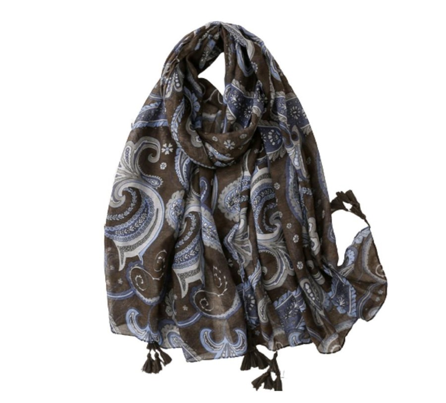 Accessories Penningtons | Brown And Blue Paisley Scarf - Don'T Ask - Penningtons