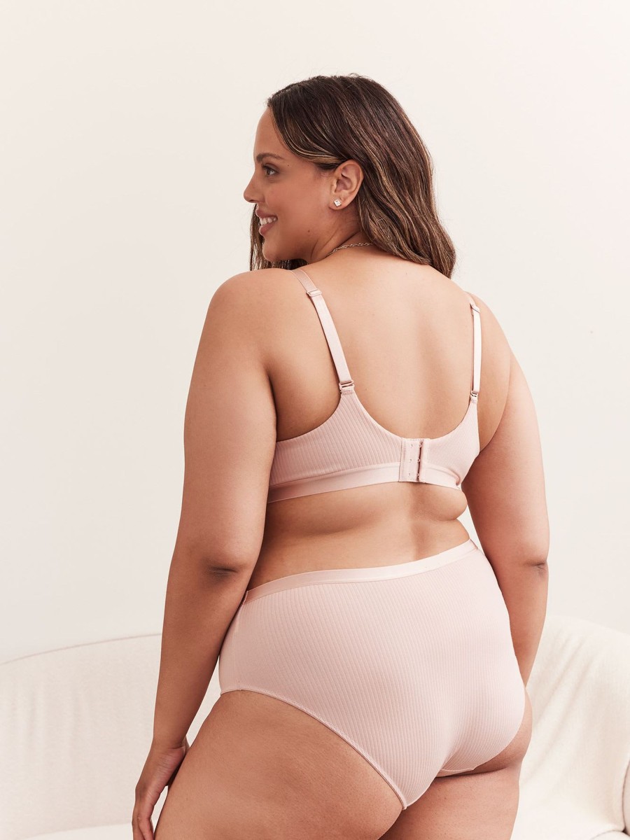 Addition Elle Penningtons | Underwire Cotton Rib Contour T-Shirt Bra With Lace - D Esse Collection