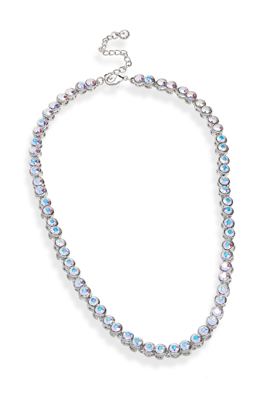 Accessories Penningtons | Timeless Rhodium Plated Tennis Necklace In Aurora Borealis - Callura - Penningtons