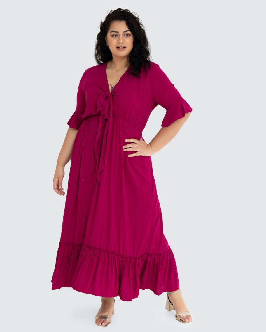 Clothing Penningtons | Dani Marie - Nicole Tie Front Plus Size Maxi Dress - Penningtons