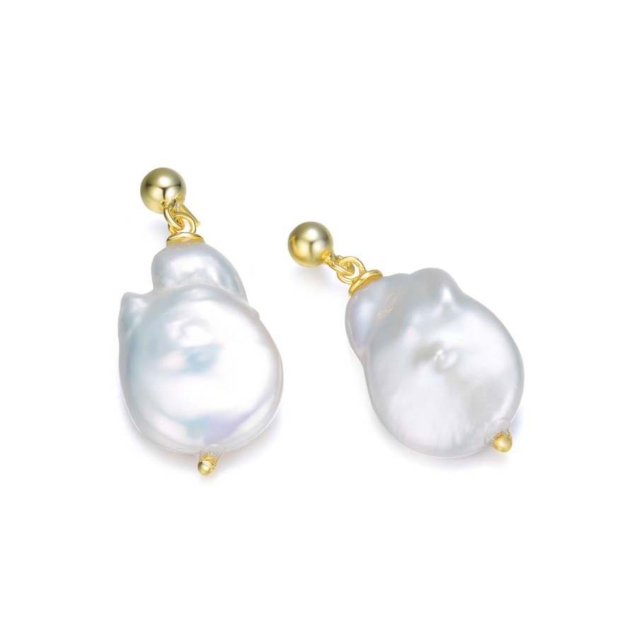 Accessories Penningtons | Genevive - Elegant Sterling Silver With Gold Plating And Genuine Freshwater Pearl Dangling Earrings - Penningtons