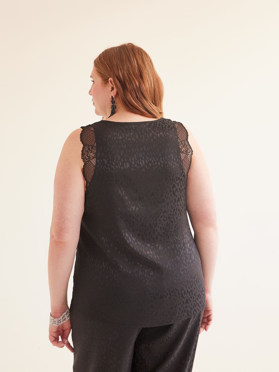 Clothing Penningtons | Black Sleeveless Blouse With Lace Shoulders