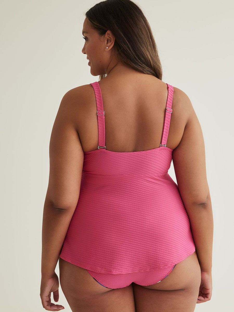 Clothing Penningtons | Textured A-Line Tankini Top With Laced-Up V-Neckline