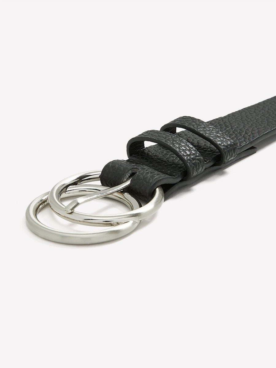 Accessories Penningtons | Slim Pebble Faux-Leather Belt With Double-Ring Buckle