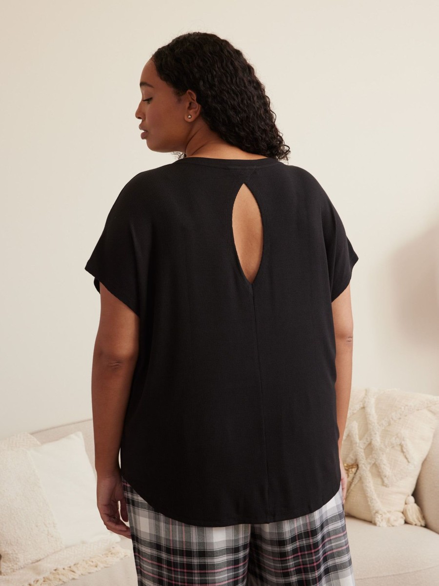 Lingerie Penningtons | Ribbed Knit Loose Pyjama Top With Crossover Back - Ti Voglio