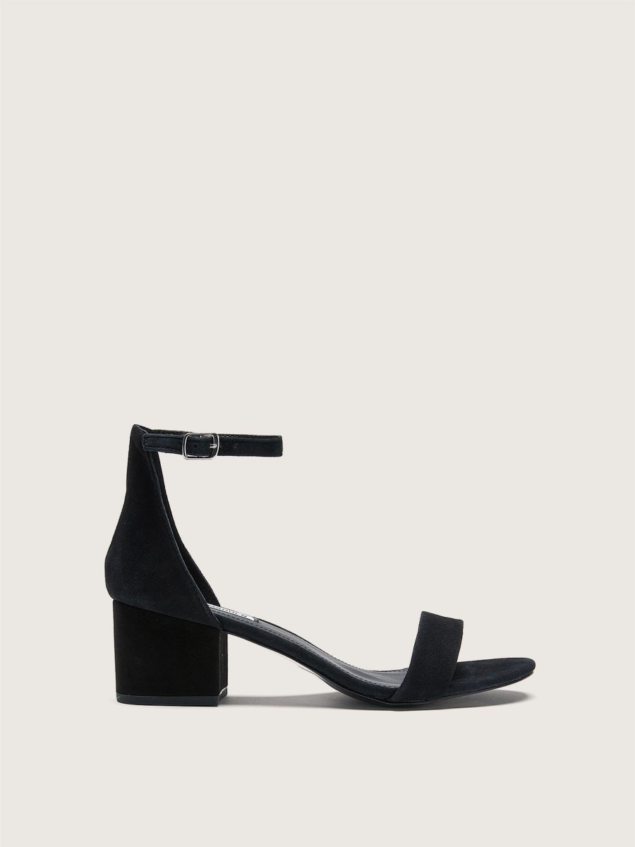 Shoes Penningtons | Wide Width, Irene Black Suede Block Heel Sandal - Steve Madden